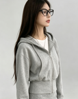 Grey Baseball Jacket + Hooded Sweatshirt 2-Piece Set