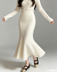 Thick Knit High-Waisted Fishtail Skirt