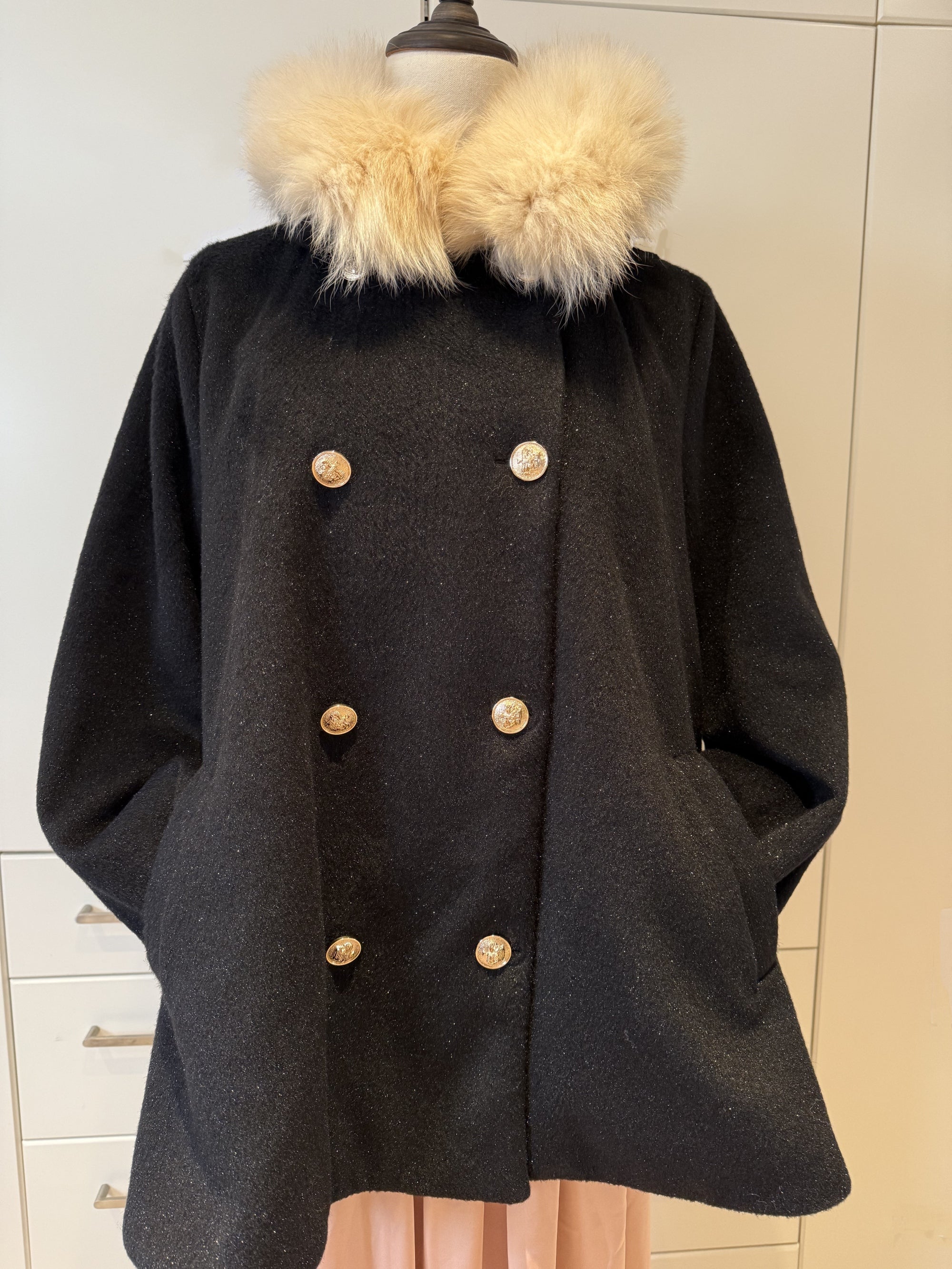 Mocha Fur-Collar Cape Coat