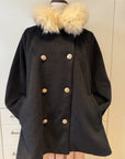 Mocha Fur-Collar Cape Coat
