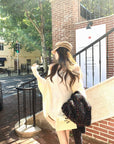 Stylish Asymmetrical Shoulder Knit Long-Sleeve Top