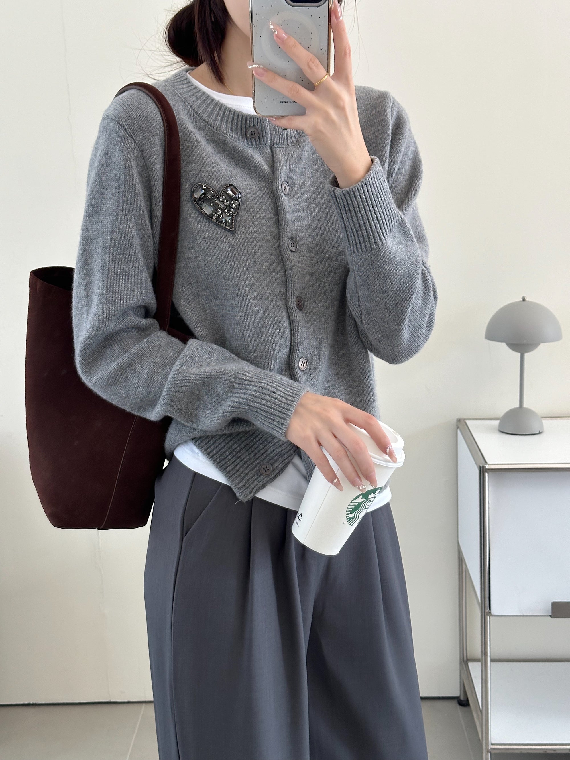 Luxurious Heart Mo&Co Classic Wool Cardigan