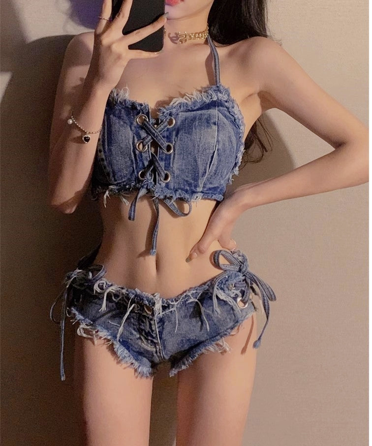 Spicy Girl Denim Bikini 2-Piece Set