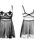 Sexy Underwire Sheer Lace Nightgown with Floral Appliqué