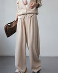 Rabbit Hair Blend Knit Set with Layered V-Neck Cardigan