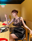Thai Semi-Luxury Hollow-Out 2-Piece Dress Set