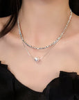 Silver Shimmer Layered Double Necklace