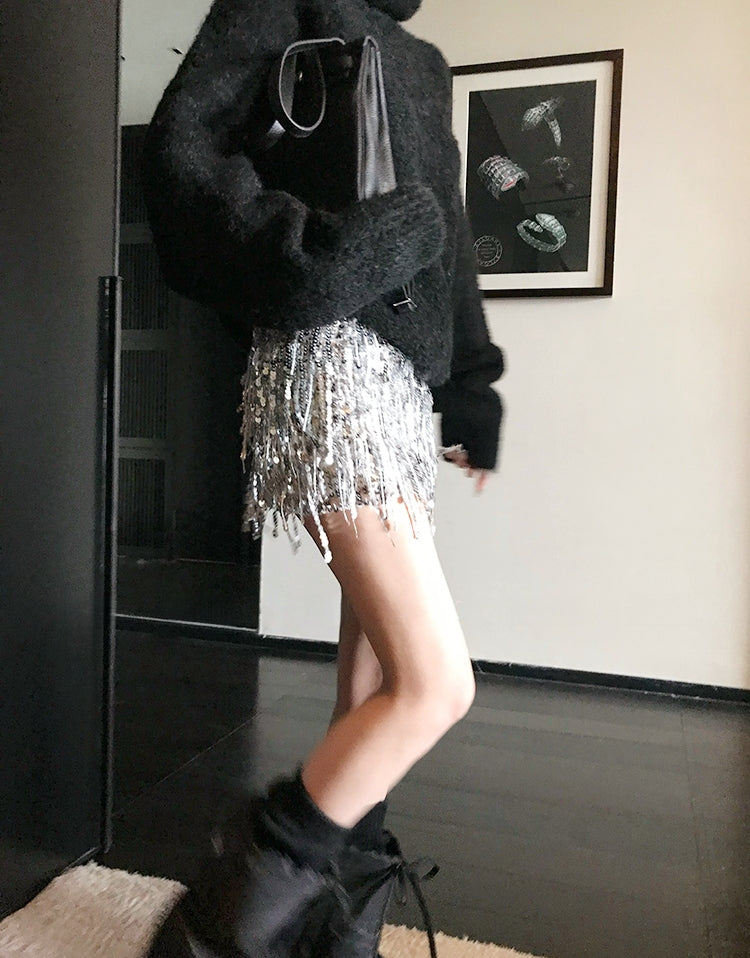 Deluxe Sequin Fringe Skirt