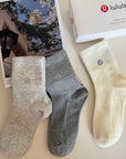 LULU reflective logo cotton socks (5 pairs)
