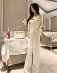 FF Textured Fleece-Lined Mink Wool Pants for Fall/Winter
