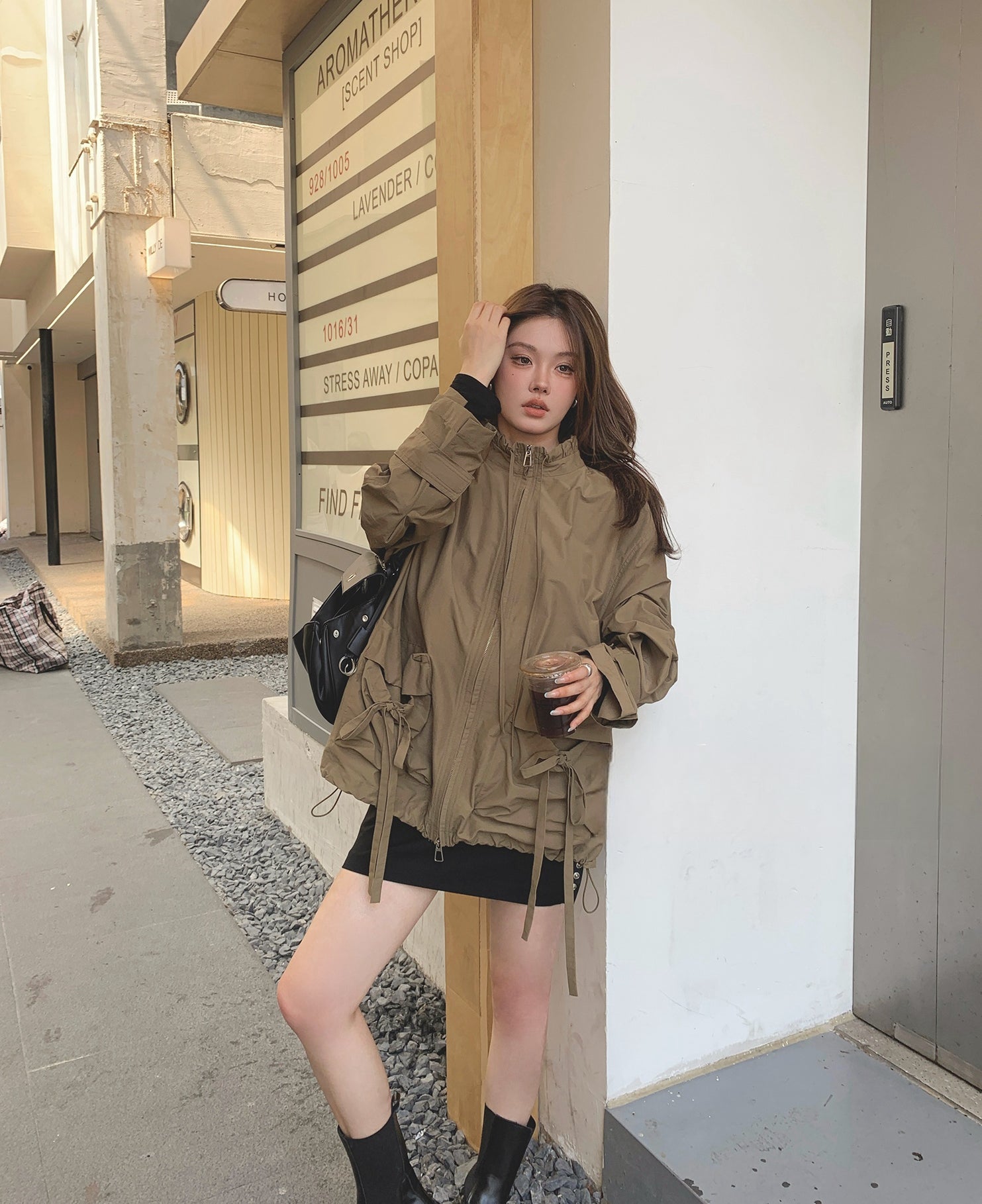 Casual Utility-Style Jacket with Straps