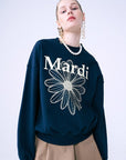 MARDI MERCREDI White Contrast Print Cotton Sweatshirt