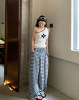 Asymmetrical One-Shoulder Contrast Knit Tank Top