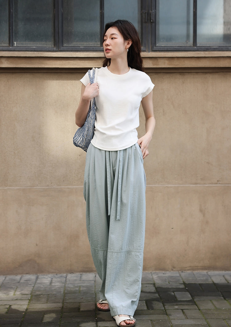 Bone-Line Slim Fit Round Neck Basic Short Sleeve Tee