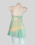 French Lace Mesh Front-Clasp Camisole Nightgown