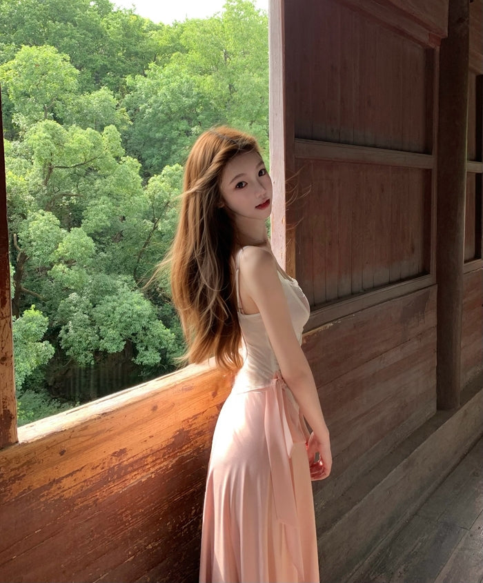 Soft Layered-Style Spliced Camisole Dress