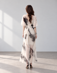 Ink Wash Print Maxi Skirt
