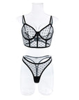 Polka Dot Mesh Boned Lingerie Set