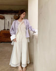 Vintage Chinese-Style Flowing Double-Layer Gauze Nine-Point Wide-Leg Culottes