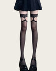Lace Garter Belt with Black Stockings