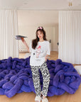 Leopard-Print Pajama Set With Sweet Bow