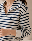 Cotton Korean-Style Striped Polo Top