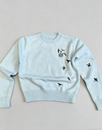 Loewe-Inspired W Embroidered Cropped Knit Sweater