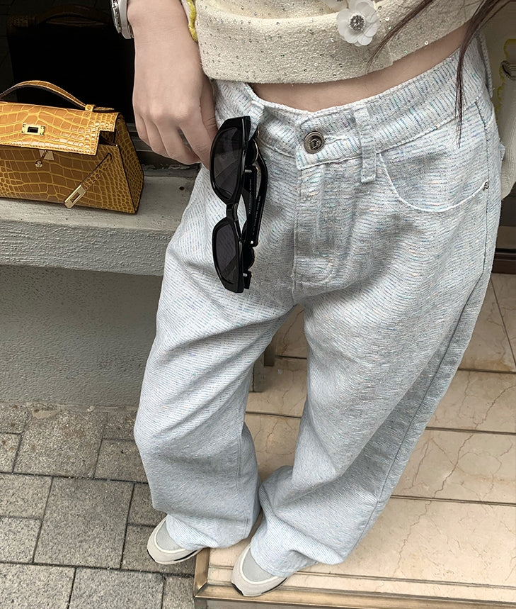 Must-Have Pants! Baby Blue Straight-Leg Floor-Length Jeans