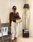 Rouje Kelly Embroidered Knit Cardigan in Maillard Tones