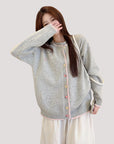 Light Grey Korean-Style Relaxed Knit Cardigan
