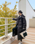 Glossy Oversized Collar Down Coat – Wash-Free Finish