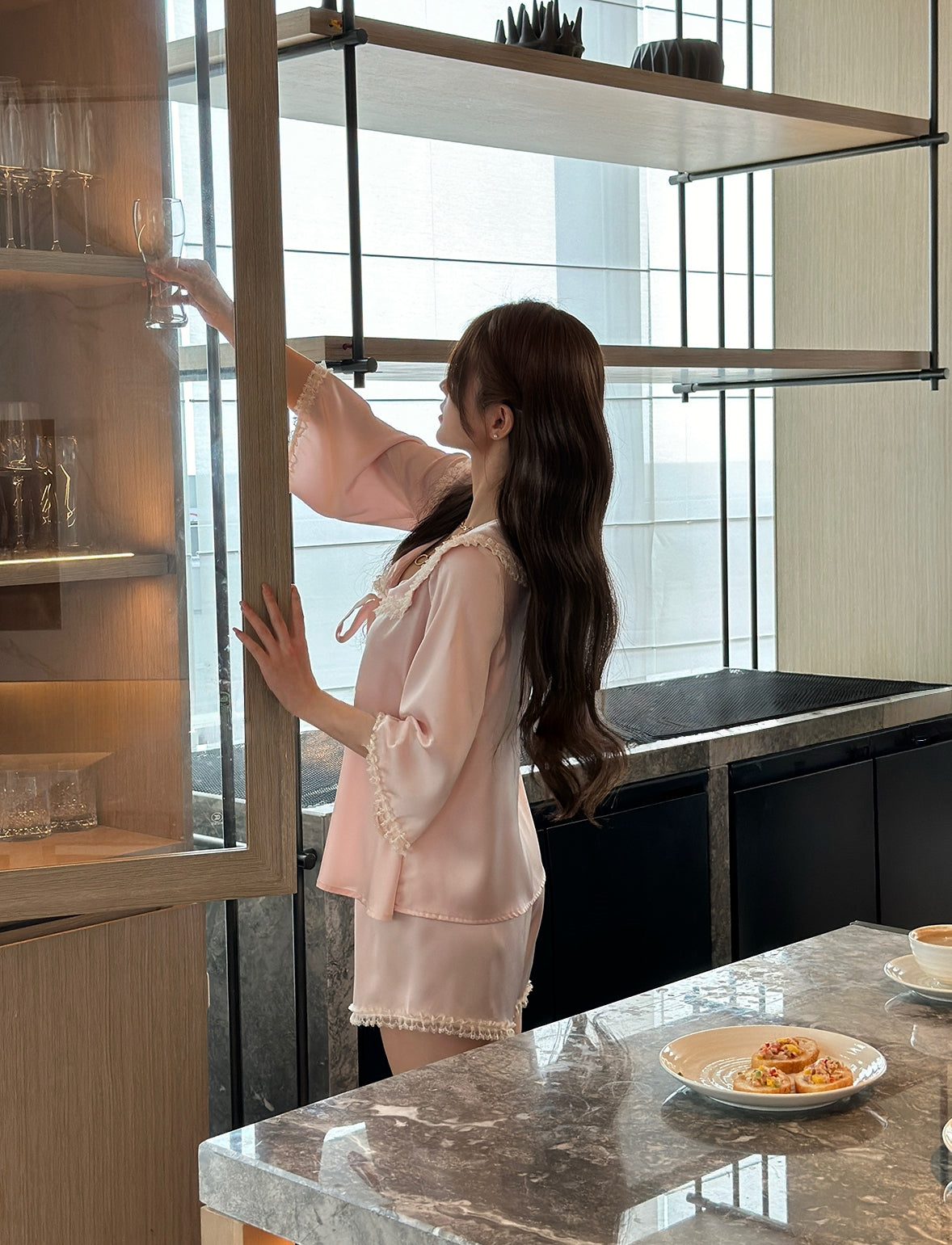 French silk loungewear with a sweet, feminine touch