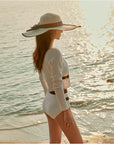 Chanel-Style Bikini Separated Long Sleeve Three-Piece Set