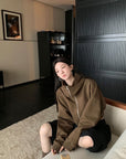 Molasses-Toned Hooded Zip-Up Sweatshirt