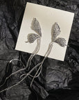 Korean 925 Silver Butterfly Wing Tassel Earrings