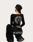 Dark Aesthetic Fleece-Lined Chrome Hearts-Inspired Set