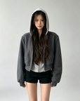 Grey Baseball Jacket + Hooded Sweatshirt 2-Piece Set