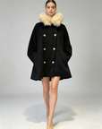 Mocha Fur-Collar Cape Coat