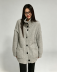 Korean-style wool knit cardigan with a relaxed, stylish design