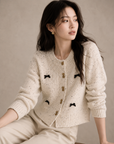 Autumn and Winter Oatmeal Knit Cardigan