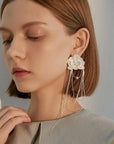 French-style Tassel White Camellia Earring (Single Side)