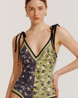 REVERSIBLE TIE-SHOULDER ONE PIECE SWIMSUIT
