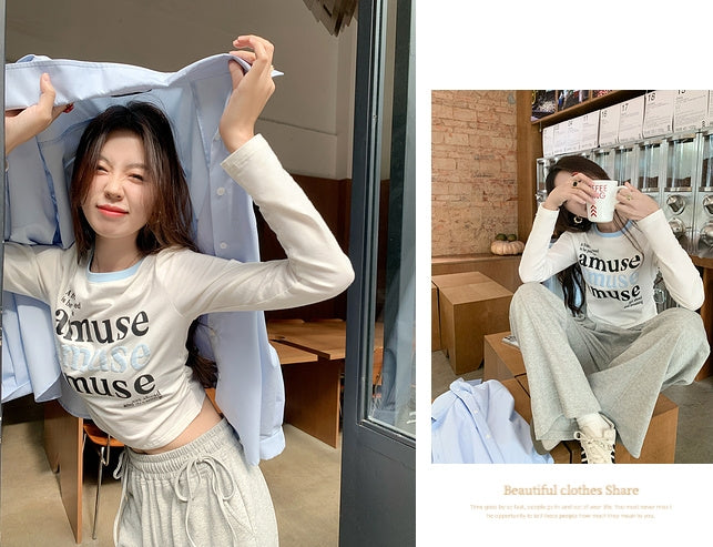 American-style Printed Versatile Slim Fit Tee for Commuting