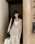 Snowflake Tencel Half-Placket Shirt + Wide-Leg Pants Set