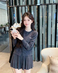Wool-Silk Knitted Pleated Skirt Set