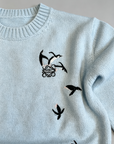 Loewe-Inspired W Embroidered Cropped Knit Sweater