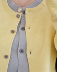 SANDRO cream yellow contrast grey wool cardigan