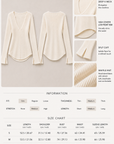 Solid Color Slim Fit V-Neck Knit Top