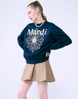 MARDI MERCREDI White Contrast Print Cotton Sweatshirt