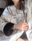 New Chinese Style Satin Embroidered Down Jacket (Without Fur Scarf)